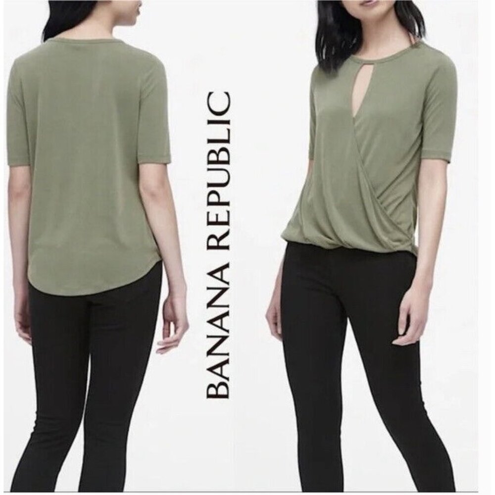Banana Republic Sandwash Modal Cross Front Top Olive Army Green Size Small P